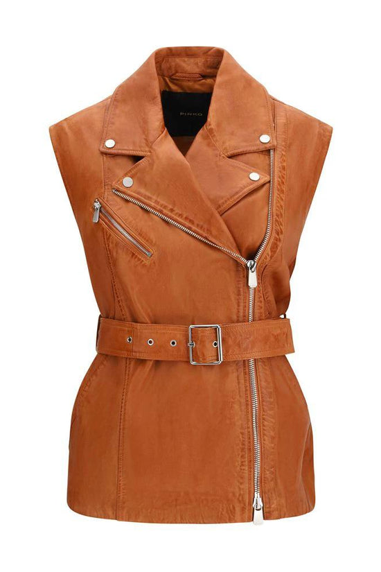 PINKO Braune Ziegenleder-Weste by PINKO