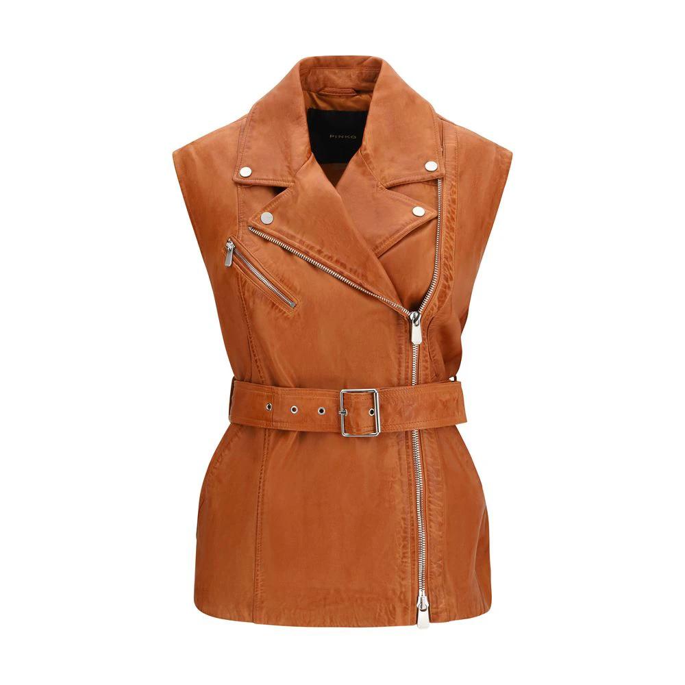 PINKO Braune Ziegenleder-Weste by PINKO