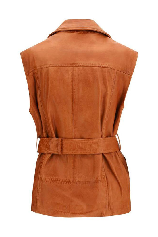 PINKO Braune Ziegenleder-Weste by PINKO