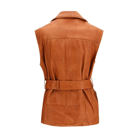PINKO Braune Ziegenleder-Weste by PINKO