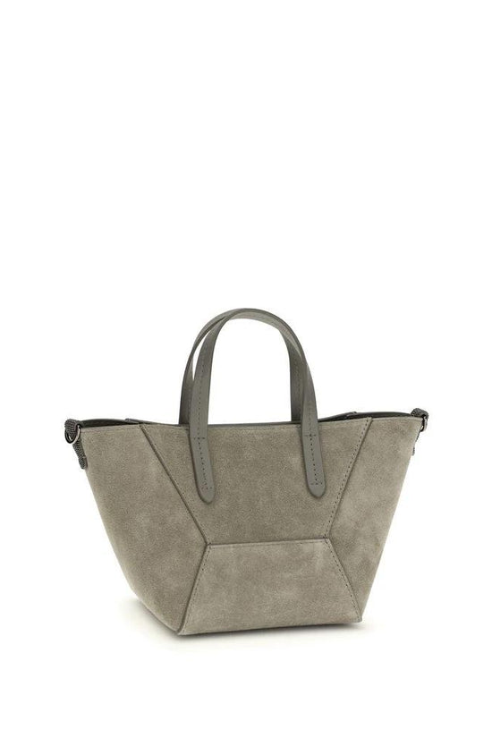 Brunello Cucinelli Braune Kalbsleder Bos Taurus Schultertasche by Brunello Cucinelli