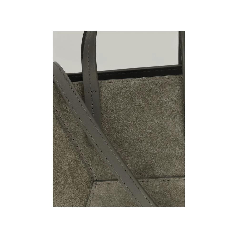 Brunello Cucinelli Braune Kalbsleder Bos Taurus Schultertasche by Brunello Cucinelli