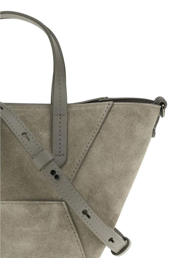 Brunello Cucinelli Braune Kalbsleder Bos Taurus Schultertasche by Brunello Cucinelli