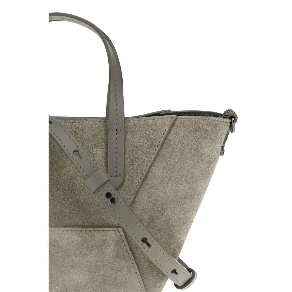 Brunello Cucinelli Braune Kalbsleder Bos Taurus Schultertasche by Brunello Cucinelli