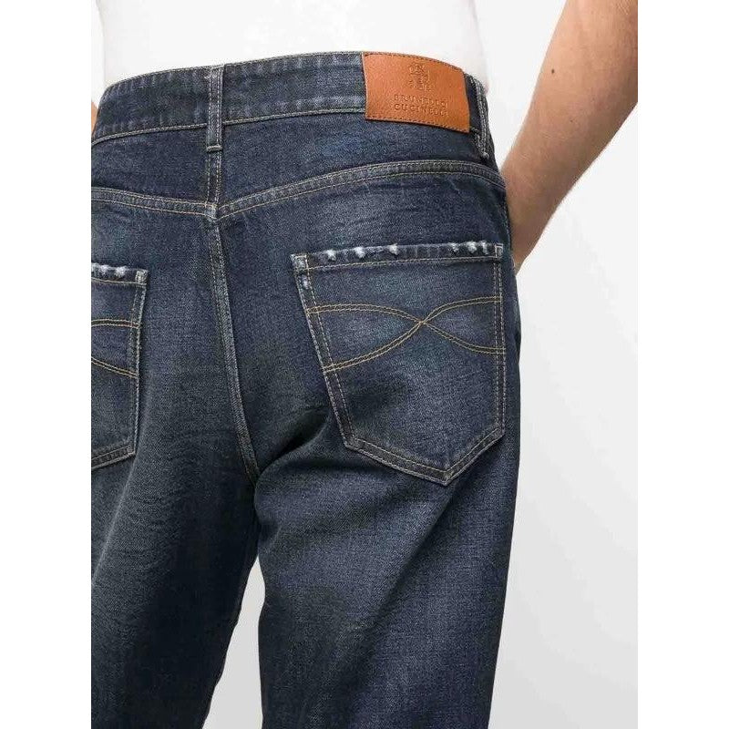 Brunello Cucinelli Schwarze gerade Jeans aus Baumwolle by Brunello Cucinelli