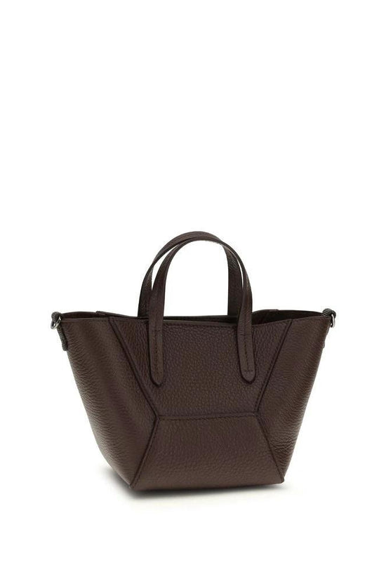 Brunello Cucinelli Bordeaux Calf Leather Bos Taurus Schultertasche by Brunello Cucinelli
