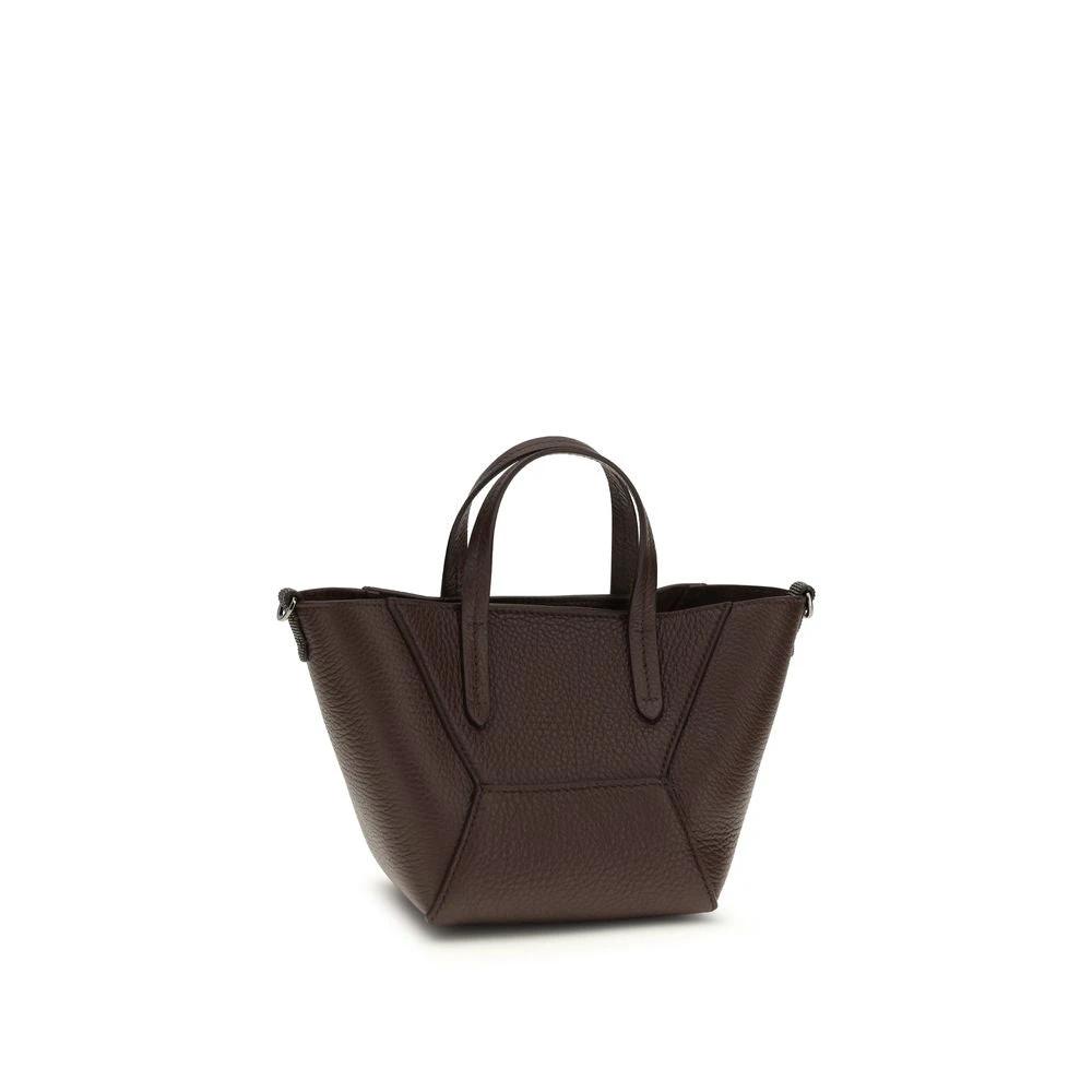 Brunello Cucinelli Bordeaux Calf Leather Bos Taurus Schultertasche by Brunello Cucinelli