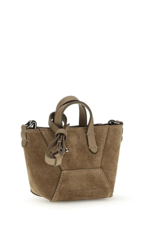 Brunello Cucinelli Braune Kalbsleder Bos Taurus Schultertasche by Brunello Cucinelli