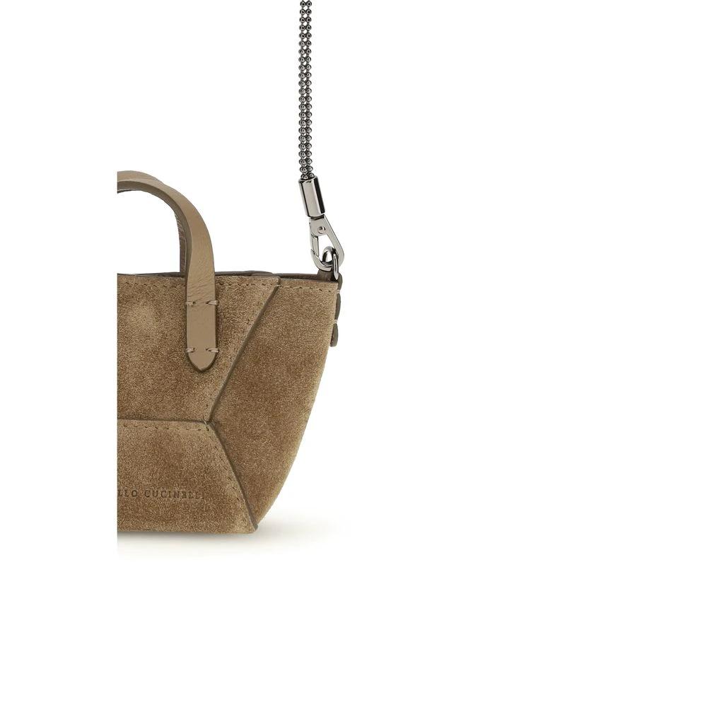Brunello Cucinelli Braune Kalbsleder Bos Taurus Schultertasche by Brunello Cucinelli