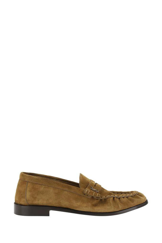 Saint Laurent Braune Kalbsleder Bos Taurus Loafer zum Hineinschlüpfen by Saint Laurent