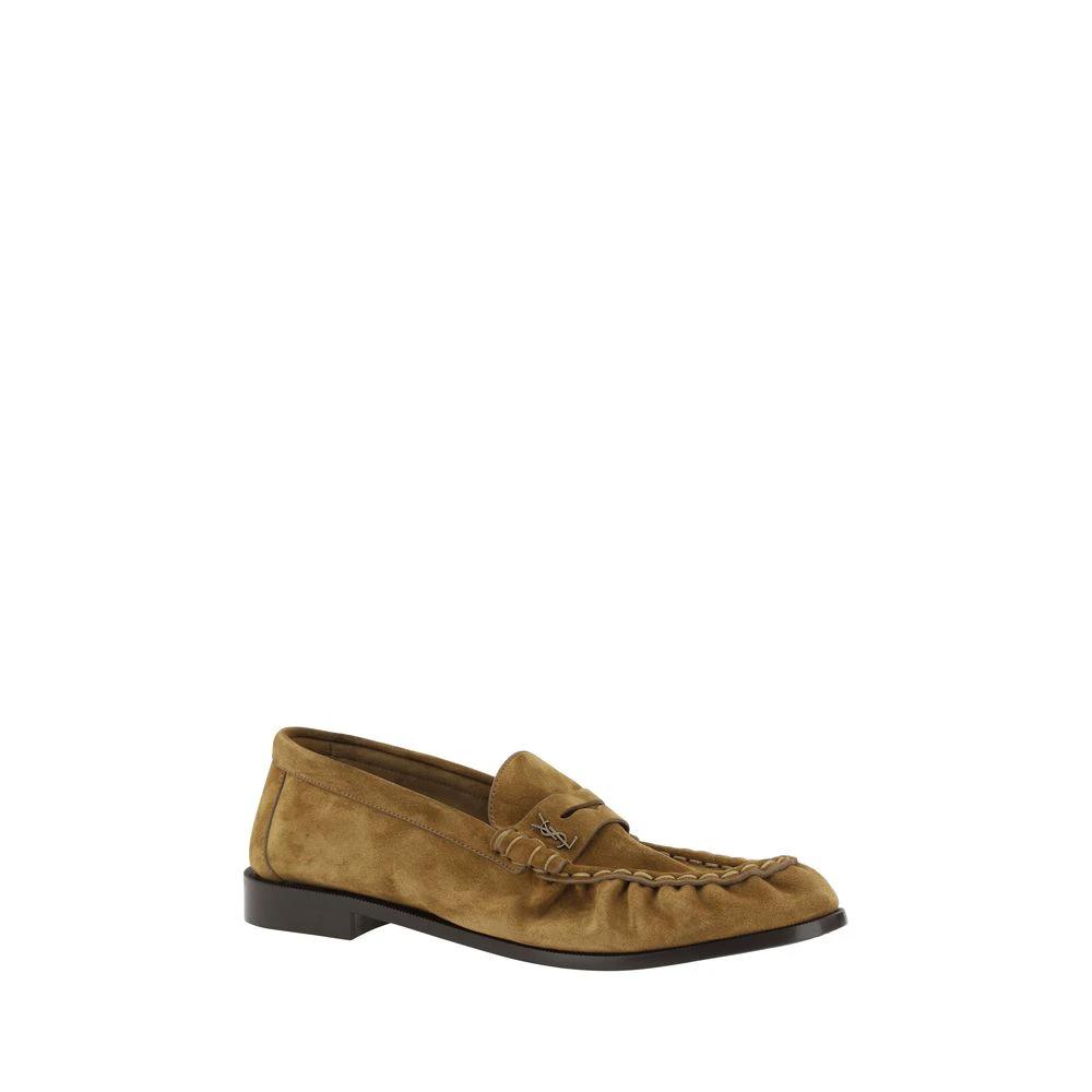 Saint Laurent Braune Kalbsleder Bos Taurus Loafer zum Hineinschlüpfen by Saint Laurent