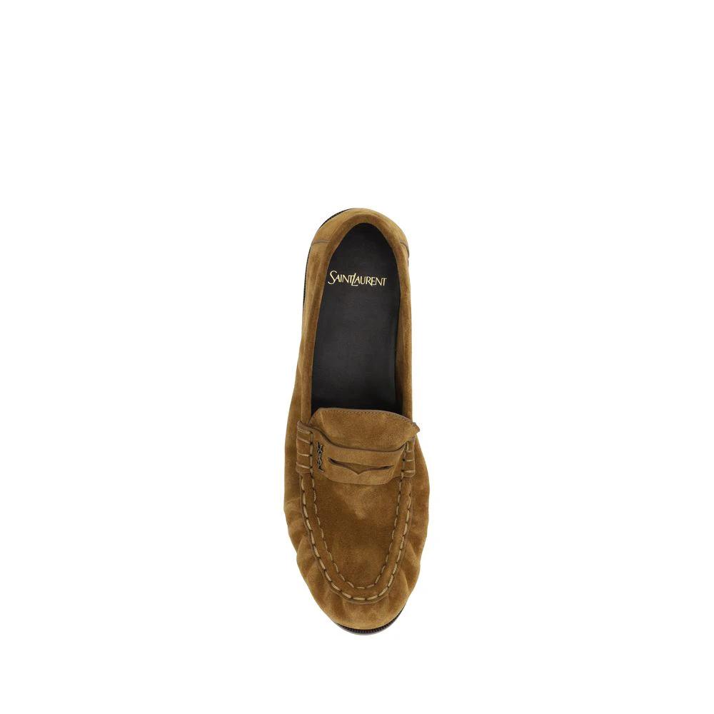Saint Laurent Braune Kalbsleder Bos Taurus Loafer zum Hineinschlüpfen by Saint Laurent