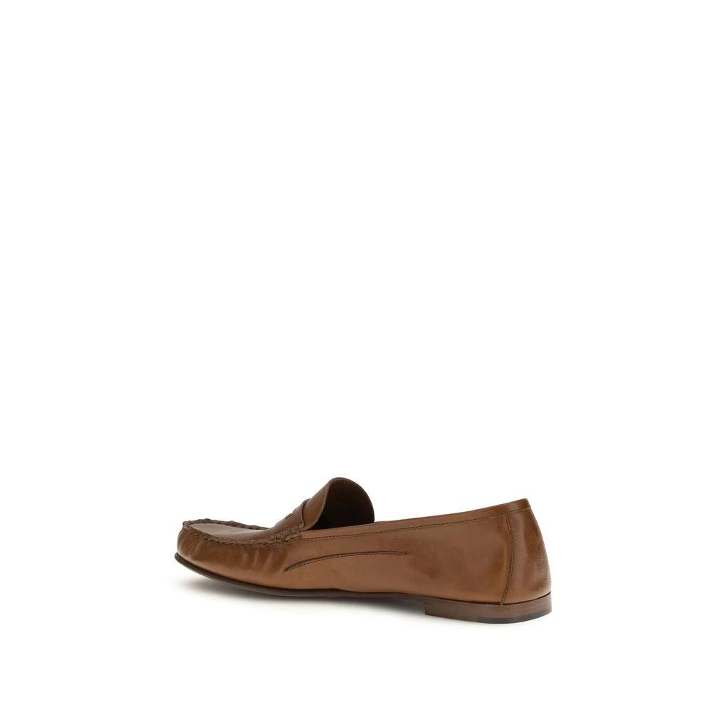 Versace Braune Kalbsleder Bos Taurus Slipper-Loafer by Versace