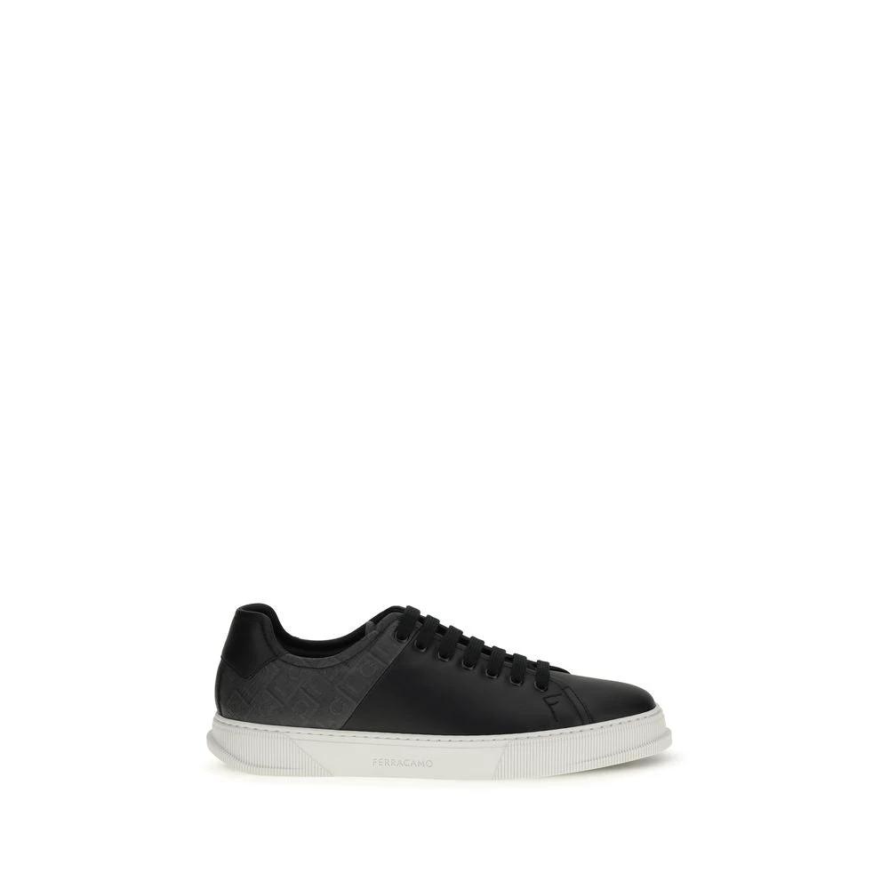 Ferragamo Schwarze Bos Taurus Kalbsleder Low-Top-Sneaker by Ferragamo
