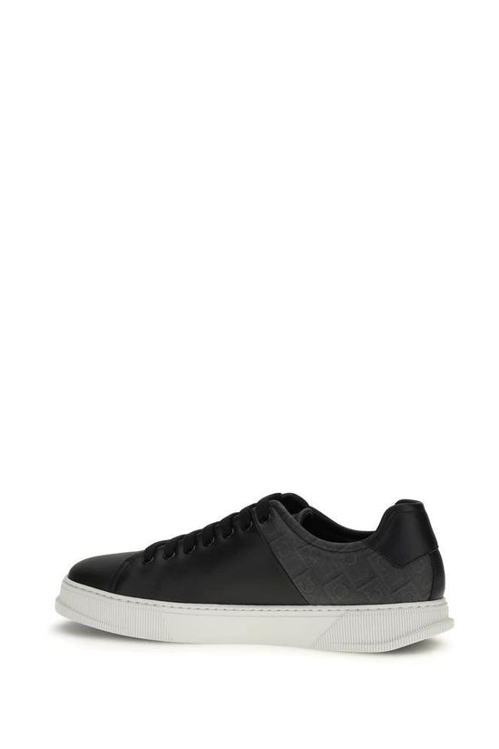 Ferragamo Schwarze Bos Taurus Kalbsleder Low-Top-Sneaker by Ferragamo