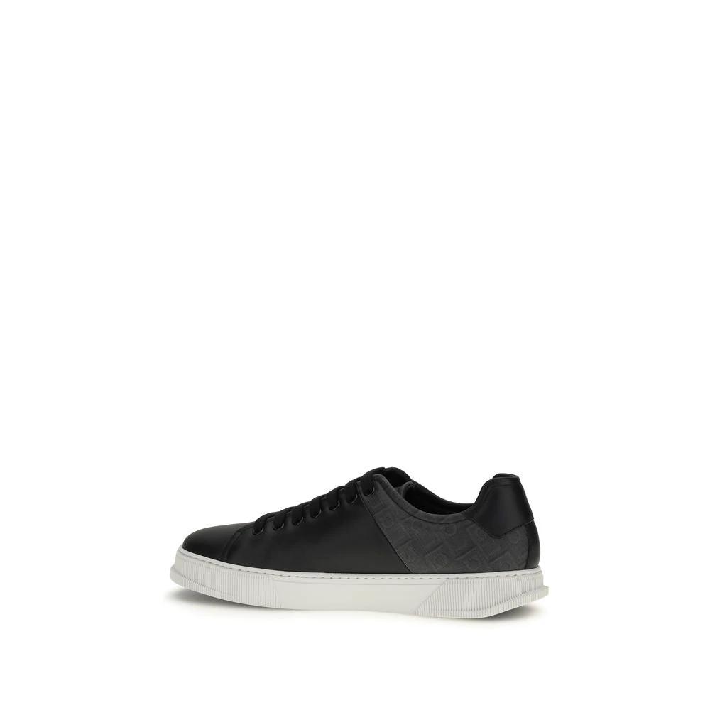 Ferragamo Schwarze Bos Taurus Kalbsleder Low-Top-Sneaker by Ferragamo