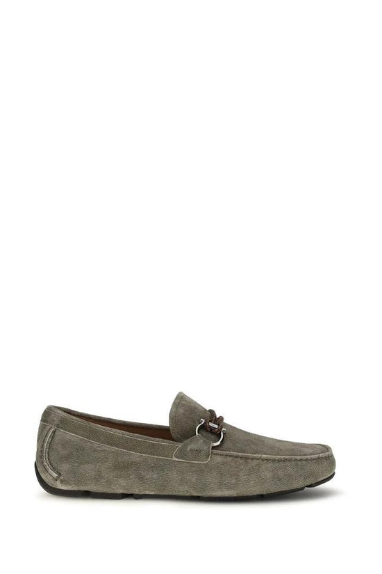 Ferragamo Graue Kalbsleder Bos Taurus Slipper-Loafer by Ferragamo