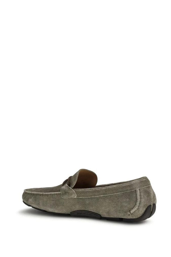 Ferragamo Graue Kalbsleder Bos Taurus Slipper-Loafer by Ferragamo
