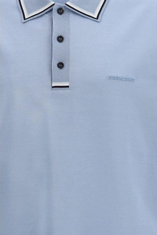 Ferragamo Blaues Baumwoll-Poloshirt by Ferragamo