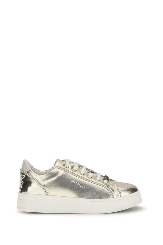 PINKO Gold Calf Leather Bos Taurus Platform Sneakers by PINKO