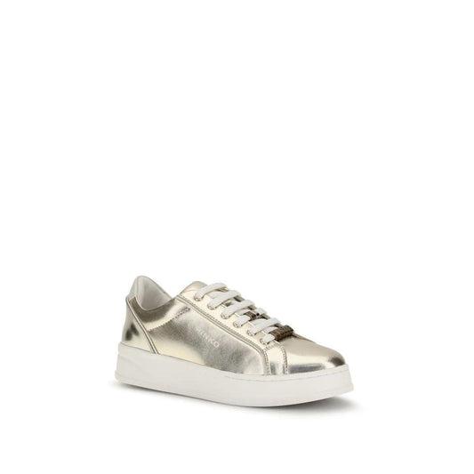 PINKO Gold Calf Leather Bos Taurus Platform Sneakers by PINKO