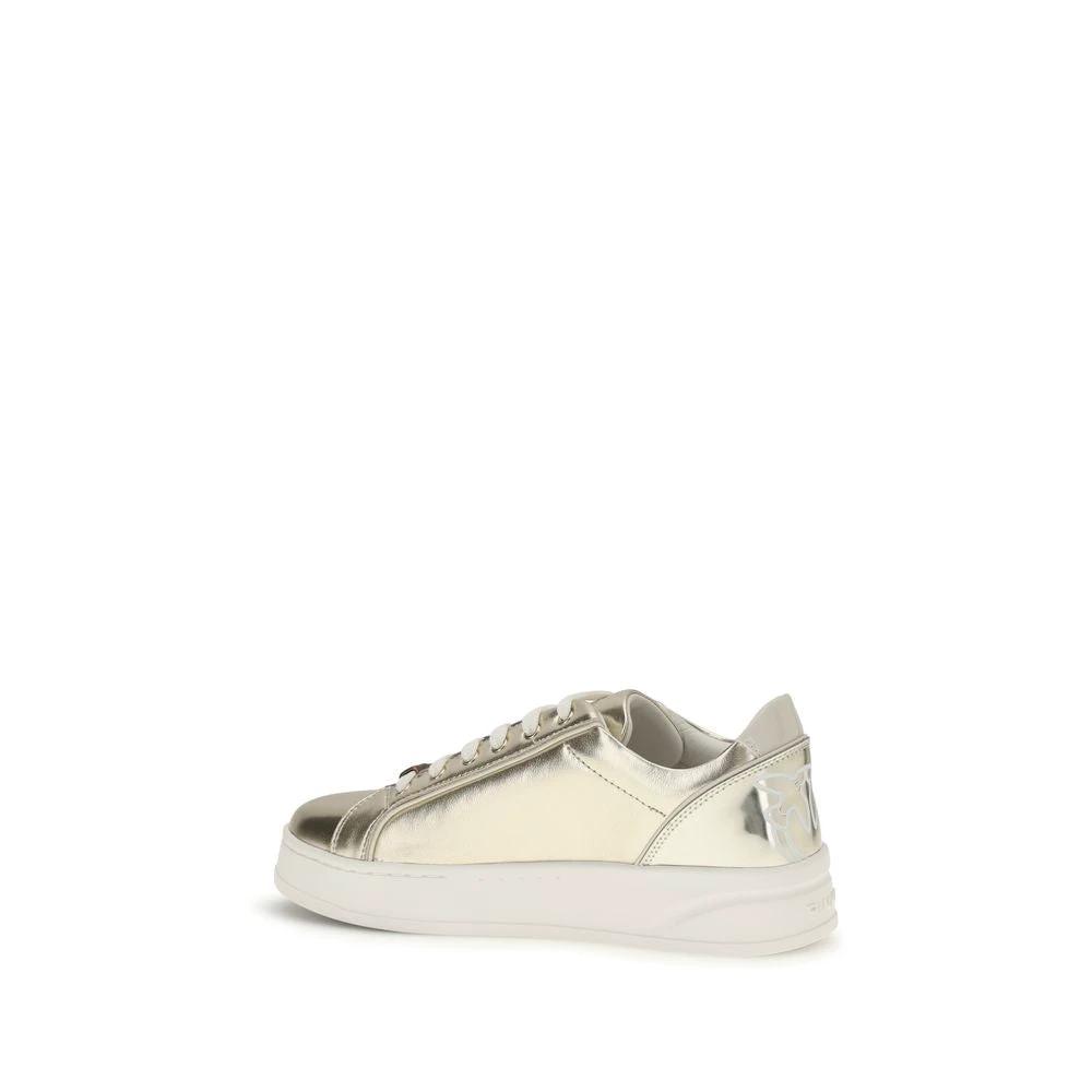 PINKO Gold Calf Leather Bos Taurus Platform Sneakers by PINKO