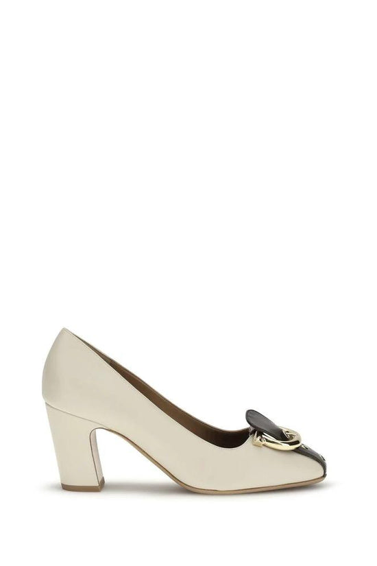 Ferragamo Beige Kalbsleder Bos Taurus Pumps mit hohem Absatz by Ferragamo