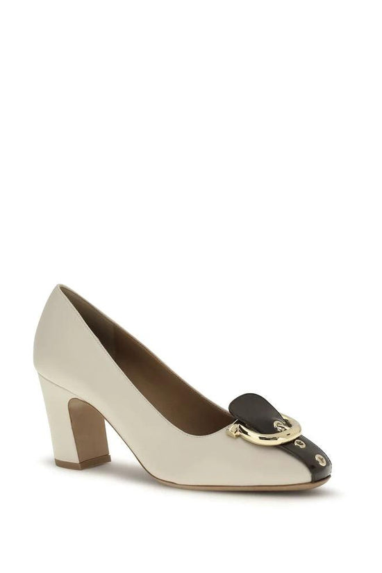 Ferragamo Beige Kalbsleder Bos Taurus Pumps mit hohem Absatz by Ferragamo