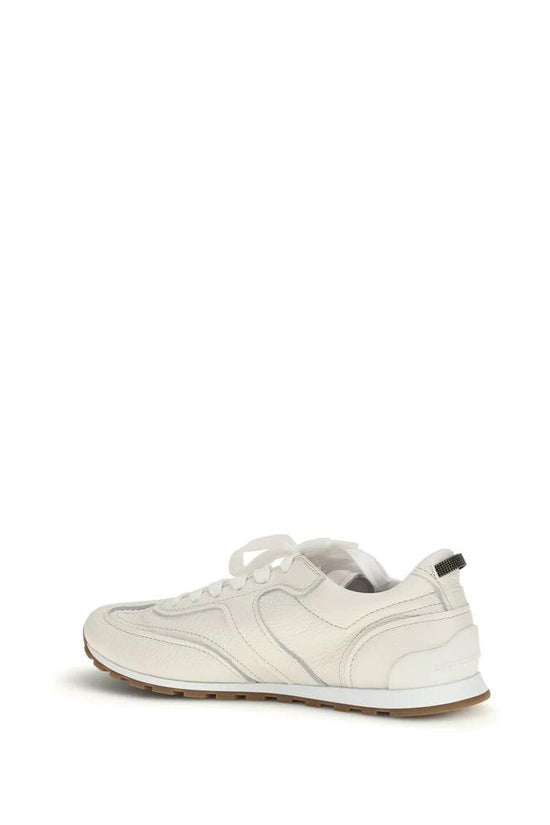 Brunello Cucinelli Weiße Low-Top-Sneaker aus Kalbsleder Bos Taurus by Brunello Cucinelli