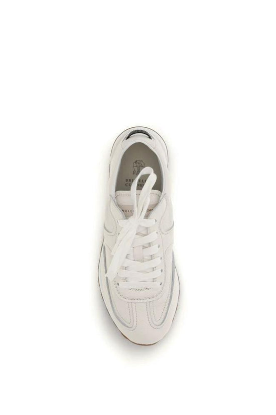 Brunello Cucinelli Weiße Low-Top-Sneaker aus Kalbsleder Bos Taurus by Brunello Cucinelli