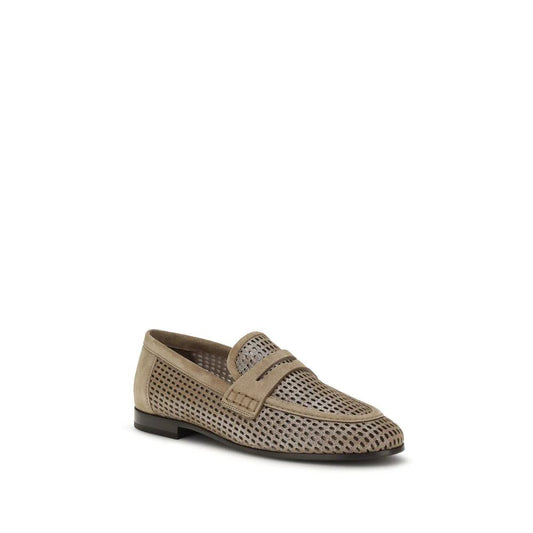 Brunello Cucinelli Beige Kalbsleder Bos Taurus Slipper-Loafer by Brunello Cucinelli