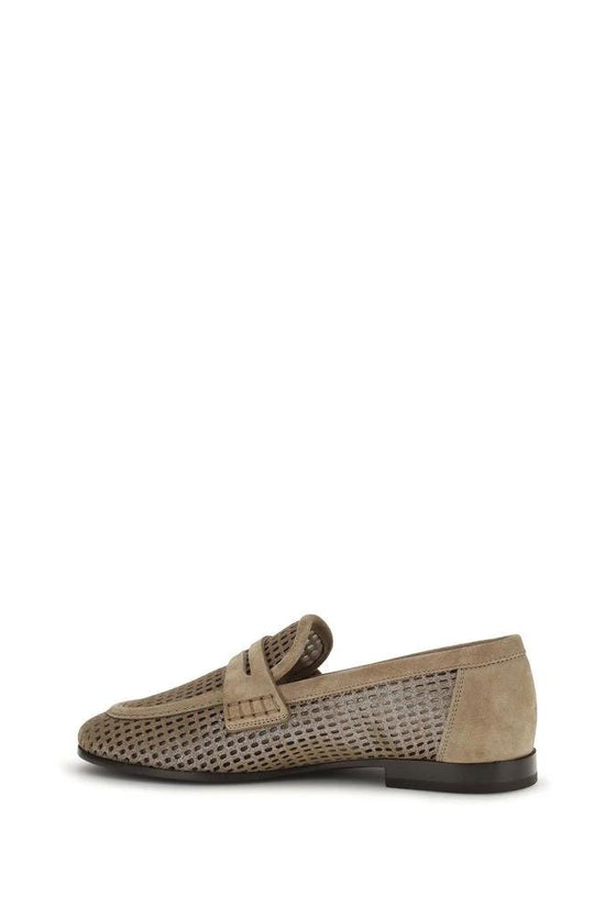 Brunello Cucinelli Beige Kalbsleder Bos Taurus Slipper-Loafer by Brunello Cucinelli