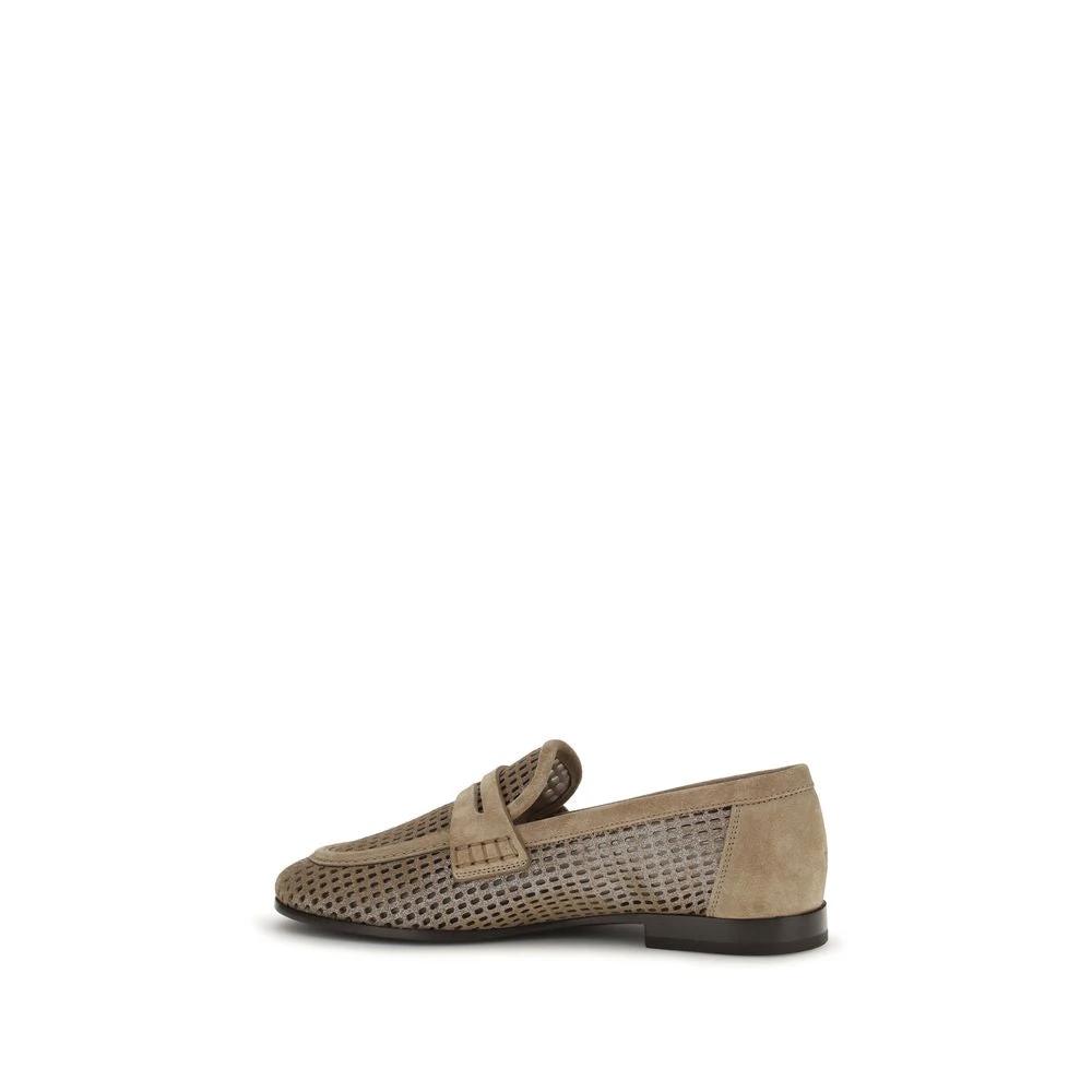 Brunello Cucinelli Beige Kalbsleder Bos Taurus Slipper-Loafer by Brunello Cucinelli