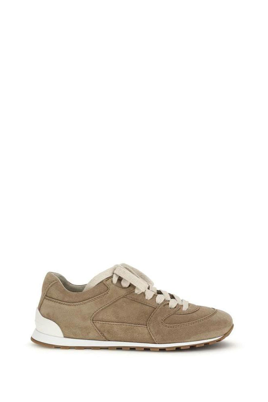 Brunello Cucinelli Cucinelli Beige Calf Leather Bos Taurus Low Top Sneakers by Brunello Cucinelli Cucinelli