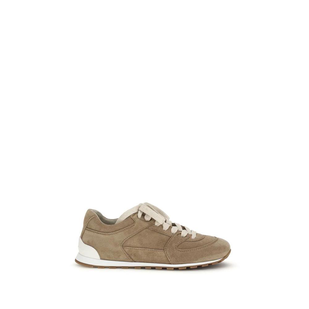 Brunello Cucinelli Cucinelli Beige Calf Leather Bos Taurus Low Top Sneakers by Brunello Cucinelli Cucinelli