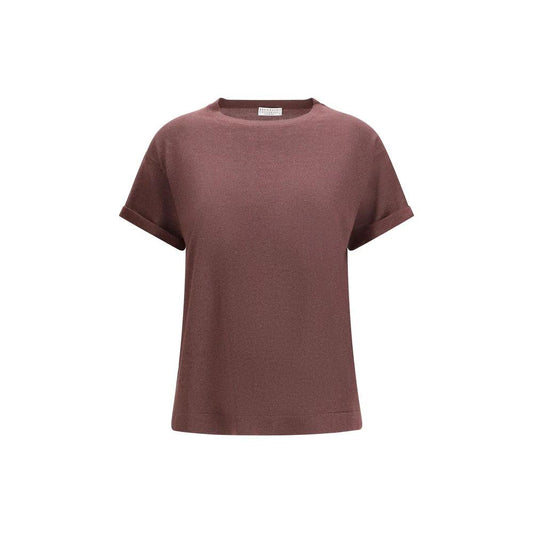 Brunello Cucinelli Cucinelli Bordeaux Nylon T-Shirt by Brunello Cucinelli Cucinelli