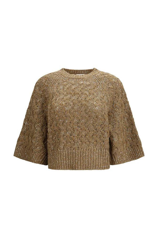 Brunello Cucinelli Cucinelli Beige Seiden-Sweatshirt by Brunello Cucinelli Cucinelli