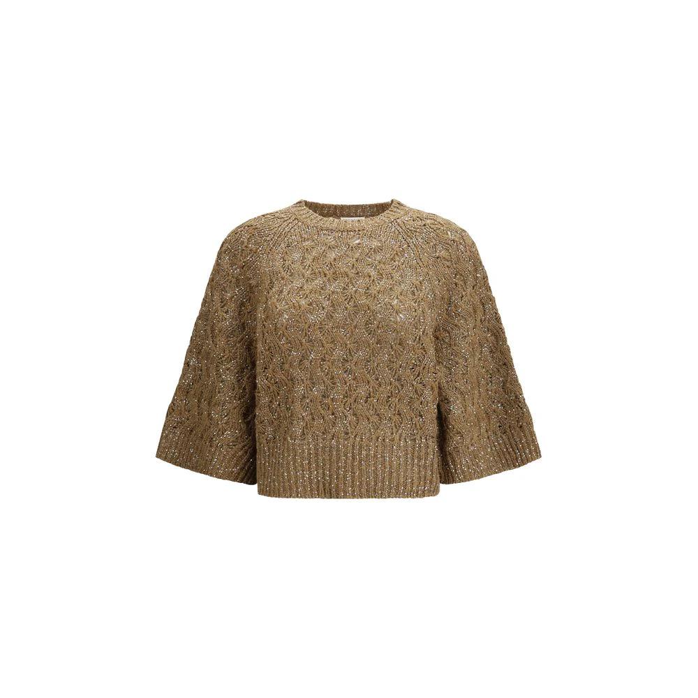 Brunello Cucinelli Cucinelli Beige Seiden-Sweatshirt by Brunello Cucinelli Cucinelli