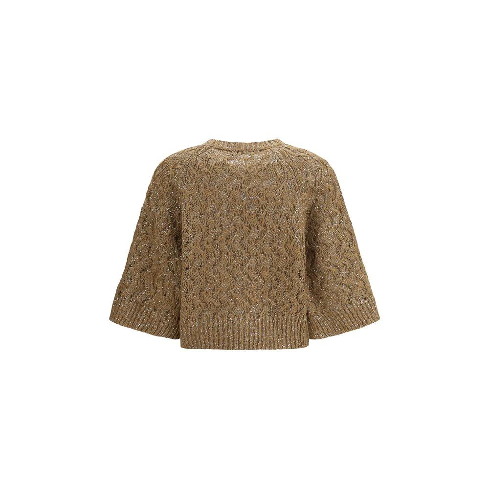 Brunello Cucinelli Beige Seiden-Sweatshirt by Brunello Cucinelli