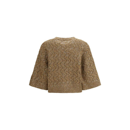 Brunello Cucinelli Beige Seiden-Sweatshirt by Brunello Cucinelli