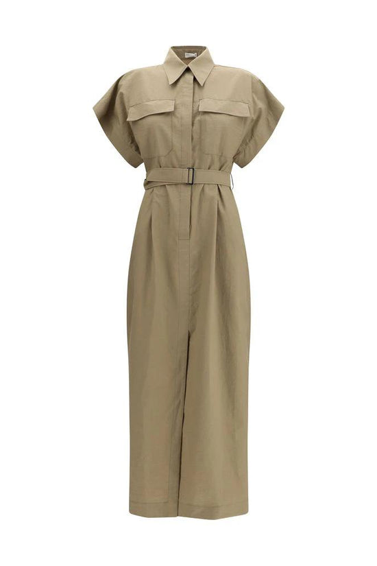 Brunello Cucinelli Cucinelli Beige Cotton Casual Dress by Brunello Cucinelli Cucinelli