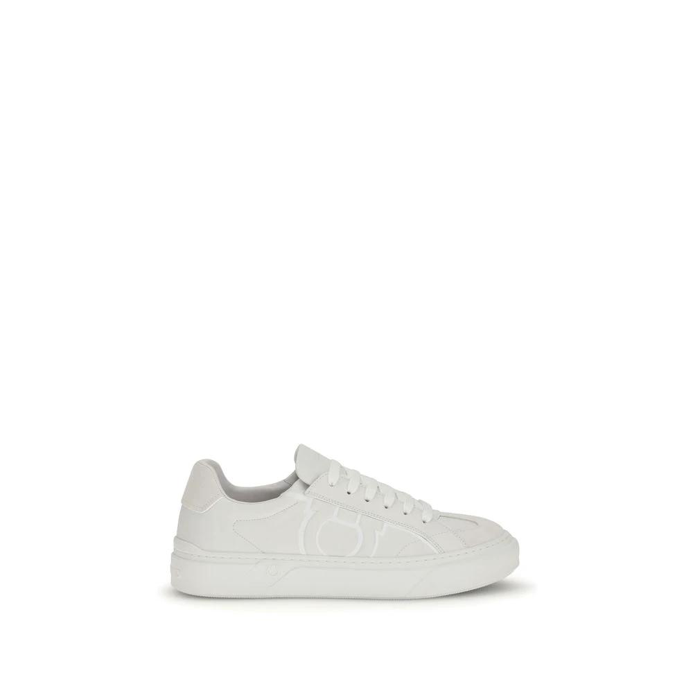 Ferragamo Weiße Bos Taurus Kalbsleder-Sneakers by Ferragamo