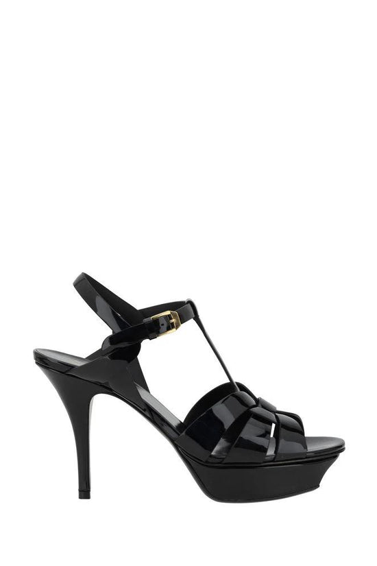 Saint Laurent Schwarze Bos Taurus Kalbsleder-Stiletto-Sandalen by Saint Laurent