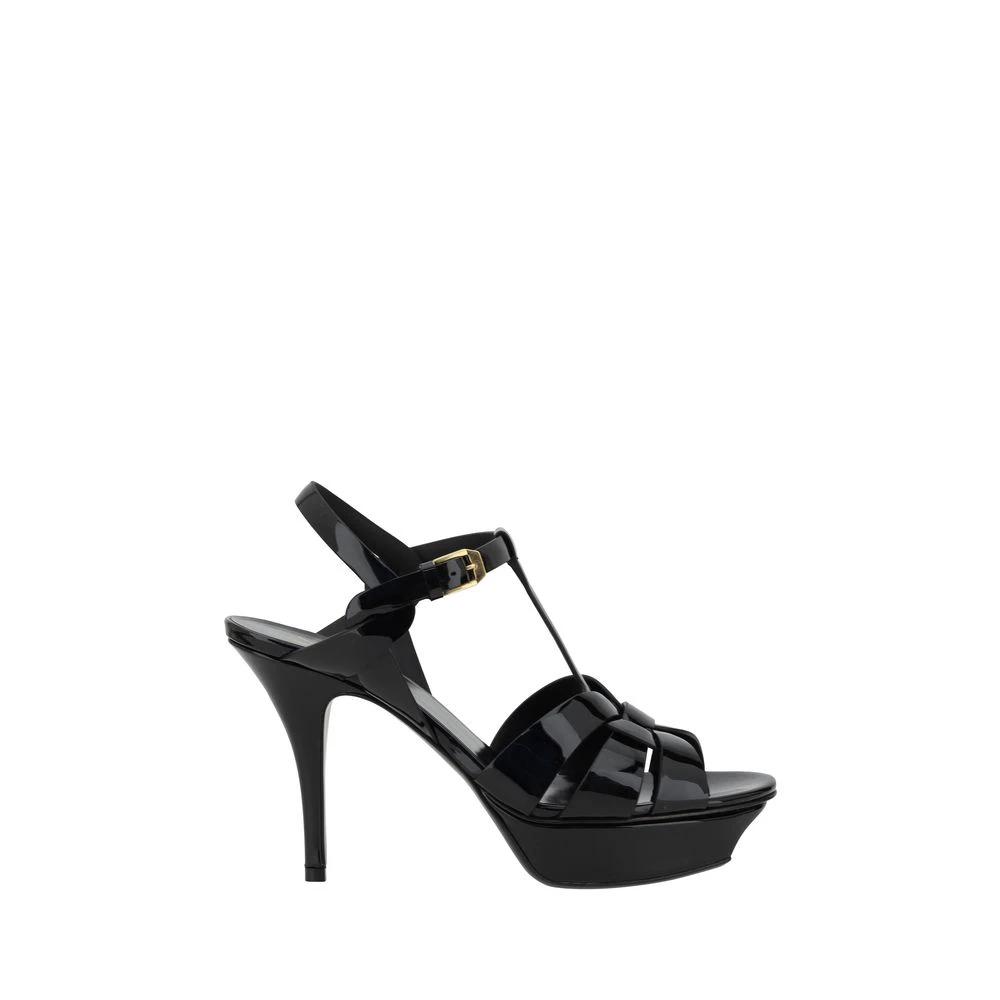 Saint Laurent Schwarze Bos Taurus Kalbsleder-Stiletto-Sandalen by Saint Laurent