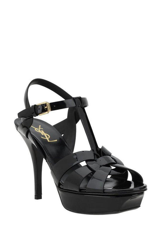 Saint Laurent Schwarze Bos Taurus Kalbsleder-Stiletto-Sandalen by Saint Laurent