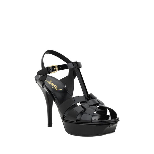 Saint Laurent Schwarze Bos Taurus Kalbsleder-Stiletto-Sandalen by Saint Laurent