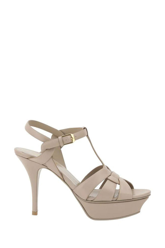 Saint Laurent Beige Kalbsleder Bos Taurus Stiletto-Sandalen by Saint Laurent