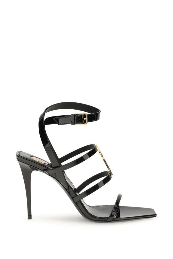 Saint Laurent Schwarze Kalbsleder Bos Taurus Stiletto-Sandalen by Saint Laurent