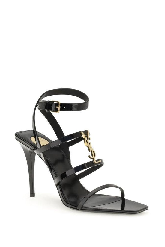 Saint Laurent Schwarze Kalbsleder Bos Taurus Stiletto-Sandalen by Saint Laurent
