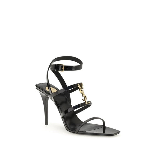 Saint Laurent Schwarze Kalbsleder Bos Taurus Stiletto-Sandalen by Saint Laurent